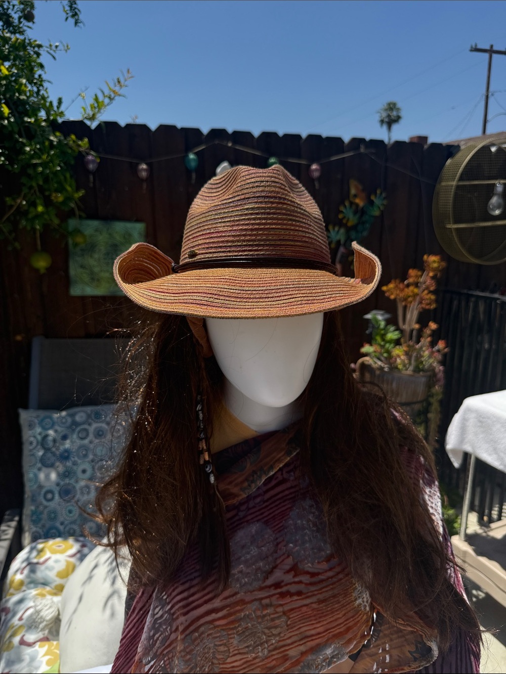 Women’s Striped Straw Rancher Hat - Multicolor